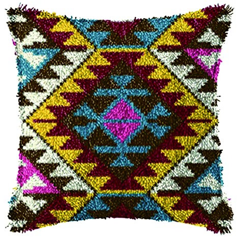 Knüpfen Set Knüpfset Für Kinder Und Erwachsene Knüpfkissen Zum Selber Knüpfen Kissen Knüpf-Sets Kreativ Set Für Erwachsene Latch Hook Kit Geschenke 43Cm X 43Cm