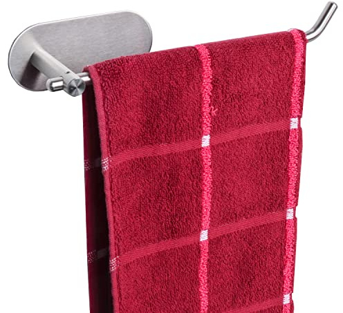 TocTen Stainless Steel Hand Towel Rod, No Drilling Stick on Wall Bar, Strong Self Adhesive Rack/Hanger for Bathroom Kitchen (Brushed Nickel)