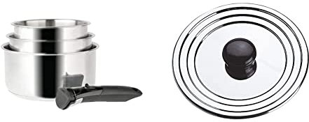 Sitram 713511 SITRAM-713511-Lot 3 casseroles 16+18+20cm Sitramovible Arpège en INOX, poignée Amovible-Tous Feux Dont Induction & Couvercle, Argent