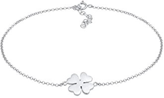 Elli Fußschmuck Damen Fußkettchen Kleeblatt Symbol Talisman in 925 Sterling Silber Vergoldet