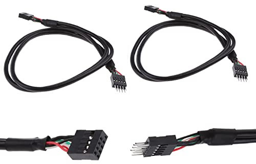 MEIRIYFA USB Header Extension Cable, USB 2.0 9-Pin Male to 9-Pin Female Internal Motherboard Header Cable for USB Ports, Expansion Cards and Motherboard Ports 20.3 inches（2 Pack)