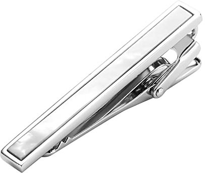 Whoiy Krawattennadel Silber, Krawattenklammer Damen Edelstahl Rechteck Zirkonia für Männer Frauen Smokinghemd Kostenlose Gravur mit Geschenkbox