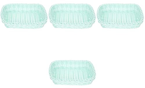 4 Pièces Rangement Tissé Vert Panier De Service De Légumes Corbeille à En Rotin Plateau De Service à Panier De Rangement De Cuisine Nourriture Boîte De Rangement Osier