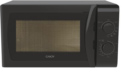 Candy Idea CMG20SMB Microondas con Grill, 20L, 800W-1050W,5 Niveles de Potencia, 5 Programas Automáticos,Alerta Acústica Finalización, Plato 25,5CM, Grill Rack,Descongelación, Apertura Izquierda,Negro