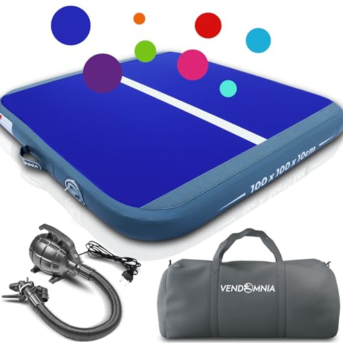 VENDOMNIA Airtrack Matte, 10/20cm hohe aufblasbare Gymnastikmatte in Länge 1/2/3/4/5/6/7/8 m, mit elektrischer Pumpe & Tasche, Tumbling Matte, Turnmatte, Trainingsmatte, Fitnessmatte, Sportmatte,Yoga