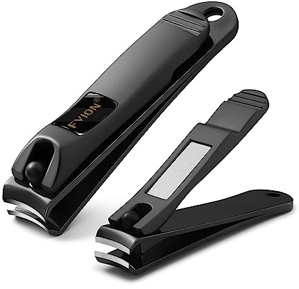 FVION Nagelknipser Set 2 Stück, Nagelzwicker für Fingernagel & Zehennagel, Nail Clipper mit Nagelfeile Edelstahl, Nagelschneider für Finger und Fußnägel