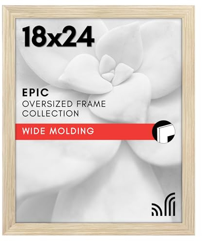 Americanflat 18x24 Poster Frame with Polished Plexiglass - Wide Picture Frames Made of Engineered Wood for Vertical or Horizontal Wall Display - Epic Collection - Natural Oak