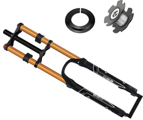 26 27,5 29 Zoll Mtb Fahrrad Federgabel Scheibenbremse Federweg 130mm Downhill-Gabel Zugstufeneinstellung Doppelte Schulter DH Luft Gerade 1-1/8 Ultraleicht Fahrrad Stoßdämpfer ( Color : Gold , Size :