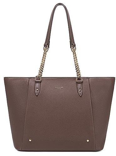 David Jones - Damen Shopper Handtasche - Große Schultertasche PU Leder Langer Henkel - Arbeitstasche A4 Tasche Elegant Alltag - Frau Schulter Tragetasche Büro Arbeit Schule Reise Shopping - Braun