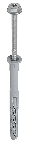 SCREW REBEL Rahmendübel mit Sechskantschraube 10,0 x 200 mm - 25 Stück, hell verzinkt, ETA-Zulassung mit Nylondübel - TX40, SW13