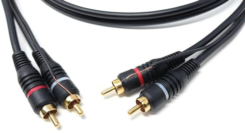 DRUT Câble de Terre pour mélangeur de Platine Phono Double RCA vers RCA de 5 m avec câble de bornes de Terre (16,5 Pieds)