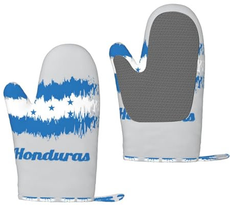 Blaue Honduras-Flagge Silikon-Ofenhandschuhe – hitzebeständige Grillhandschuhe mit Fingern wasserdichte rutschfeste Ofenhandschuhe Küche Kochen Handschuhe zum Backen, Grillen, Grillen
