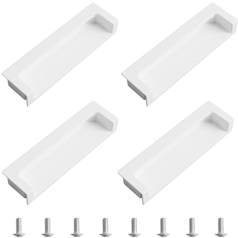 MOROBOR Tatami - Manijas de Puerta Ocultas, 4 Integradas, Tiradores de Dedo Empotrados Con Tornillos Ocultos Para Armario y Cajón (Blanco, 105 mm)