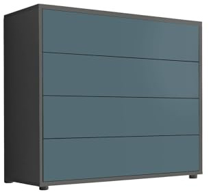 BMG Möbel Schubkastenkommode Mailand 3 Anrichte Sideboard für Schlafzimmer, Wohnzimmer und Garderobe, (Anthrazit/Petrol)