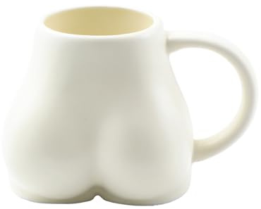Creative Ceramic Mug Butt Shaped Porcelain Coffee Mugs Coffee Cup Tea Drinking Cup Milk Beverage Cup Funny Birthday Valentines Day Gift (Milky White)