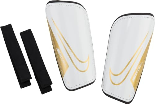 Nike Unisex Schienbeinschoner Nk MERC Hardshell - Fa22, White/Black/MTLC Gold Coin, DN3614-100, L