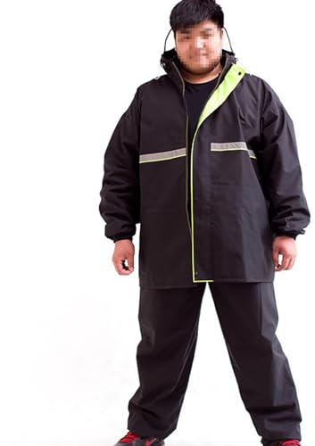 TOVCHEI Trajes De Lluvia De Gran Tamaño Al Aire Libre Impermeable Impermeable Pantalones De Lluvia con Tiras Reflectantes para Ciclismo, Pesca, Camping,Negro,6XL