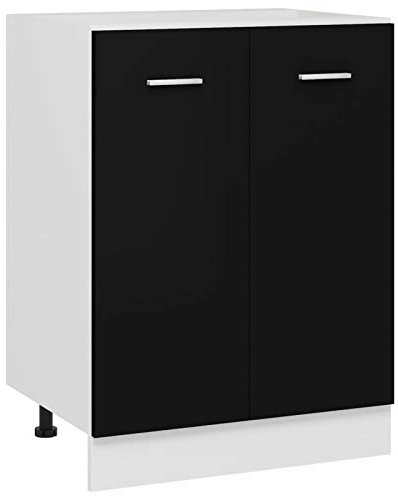Chaduof Unterschrank Schwarz 60x46x81,5 cm Spanplatte Küchenschrank, Küchenunterschrank, Unterschrank Küche, Küchenmöbel, Miniküche, Spülschrank