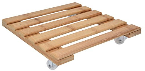 PflanzenständerRollender Pflanzenständer, quadratischer Pflanzenroller (9,8 x 9,8 Zoll), robuster Pflanzenständer aus Holz mit 4 um 360 Grad schwenkbaren Rädern für Blumen