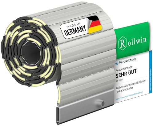 Rollwin ROLLADEN ALU Mini 37 Hellgrau Gebohrte Endleiste Rolladenpanzer Aluminium Lamelle mit Rollladendämmung Rollladenfenster Rollladen DEUTSCHE Produktion zum Einbauen Hier Konfigurieren »»