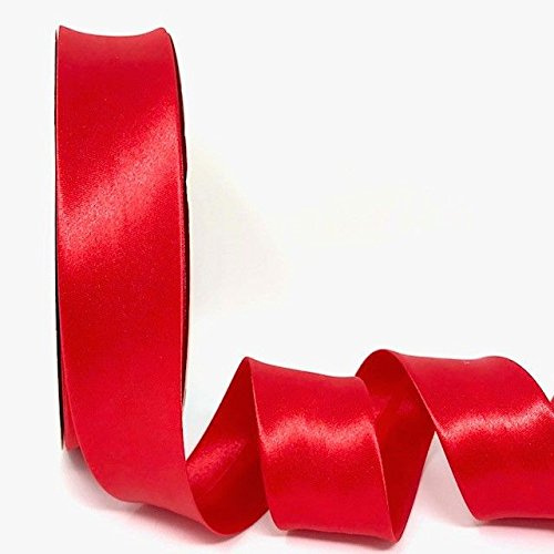 Ribbon Queen Doppelt gefaltetes Satin-Schrägband zum Nähen, Nähen, Nähen, Paspeln, Säumen, Quilten, Patchen, Outfits und Basteln, 30 mm, professionelle Qualität, Rot, 5 m x 30 mm