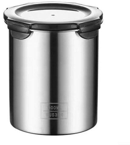 HEBEOT Tarro de almacenamiento de acero sellado portátil para té, café y granos para cocina, contenedor de almacenamiento de alimentos (900 ml)