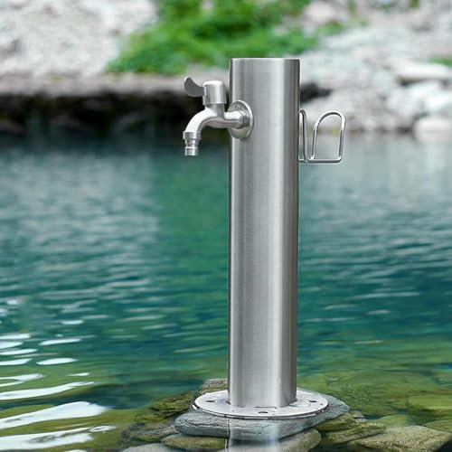 GFXYQPDNV Standbrunnen Garten mit Wasserhahn, Gartensäule Edelstahl, Wasserhahn zur Bodenmontage, Hydrantenbrunnen im Hof, Ideal für Den Außenbereich und Gartenbedarf(86x20.5cm(34x8in))-1