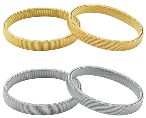 RESTALLADNWEST Sleeve Garters, 2 Pair Shirt Sleeve Holders, Anti-Slip Metal Garter Armbands, Elastic Adjustable Garter Armbands, Arm Garters Shirt Garters for Men Women (Gold & Silver)