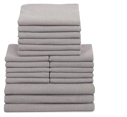 ZOLLNER 19 teiliges Handtuch-Set 10 Gästetücher (ca. 30 x 50 cm), 6 x Handtücher (ca. 50 x 100 cm), 3 x Duschtücher (ca. 70 x 140 cm) Zeitloses Waffelmuster, waschbar bis 95°C Baumwolle, grau