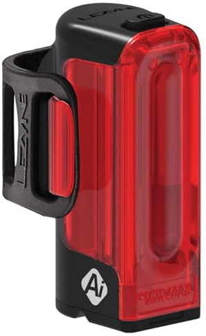 LEZYNE Strip Drive Pro Ai Alert 400+ Rear - Bicycle USB Rechargeable Durable Water-Resistant IPX7 White LED Tail Light w/ 2 Solid & 5 Flash Modes | Includes Silicone Rubber Mounting Strap | 400 Lumens