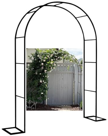 Pergolato da giardino in metallo con traliccio per piante rampicanti, cerimonia di nozze, arco per esterni, pergolato in ferro, per decorazione da giardino (nero, 3 x 2,2 x 0,4 m)