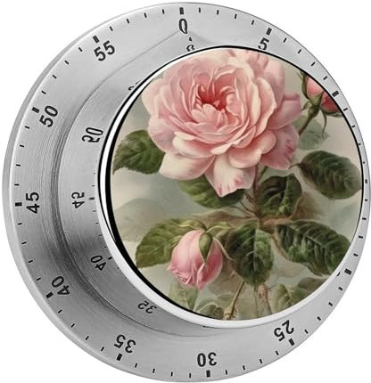 Vintage Beautiful Rose Kitchen Timer Egg Timer Kitchen Timers for Cooking Magnetic Timer Cooking Timer Gym Timer Cute Kitchen Timer,for Gym Teacher Study Exercise Baking