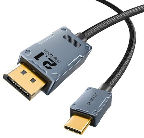 USB C to DisplayPort 2.1 Cable,16K@30Hz 8K@120Hz 4K@240Hz 80Gbps Thunderbolt 4/3 to DisplayPort Cord Unidirectional HDR for Mac Pro/Air,iPhone 17/16/15, iPad, XPS to Gaming Monitors (1m/3.3 FT)