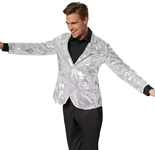 dressforfun Glitzer Pailletten Blazer, Sakko, Kostüm Herren, Faschingskostüme Männer, Karneval, Kostüme für Erwachsene, 80er Jahre Outfit, Discokugel, Gruppenkostüm Erwachsene