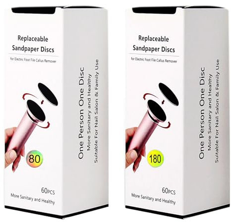 120 Stück Schleifpapier für Elektrische Hornhautentferner Fußfeile, Profi Schleifscheiben für Füße Hornhautentferner (Körnung 80+180)