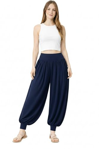 L S U Haremshose für Mädchen, dehnbar, hohe Taille, Baggy-Hose, Yoga, Tanz, Freizeitkleidung, Kinder, Pilates-Hose, navy, 5-6 Jahre