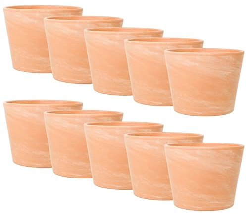 Leni Siena Terrakotta Keramik Übertopf 10 Stück Blumentopf rund Terracotta-Farben matt Pflanztopf ohne Loch für Zimmerpflanzen Hydrokultur Erde - Größe 12 M