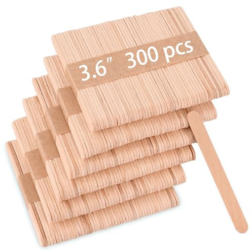 Sakolla 300 Stück Eis am Stiel Holzstäbchen, 9,1 cm Länge, natürliches Holz, Mini-Eisstäbchen für Eis, Kuchen, Pop, DIY Handwerk