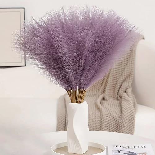RXKFIGX 30 Stück Purpur Pampasgras,Pampasgras Künstlich,55cm Pampasgra Deko | Pampasgra Deko Trockenblumen Getrocknete Blumen Deko Kunstblumen Pflanzen für Hochzeit Büro Schlafzimmer Wohnzimme