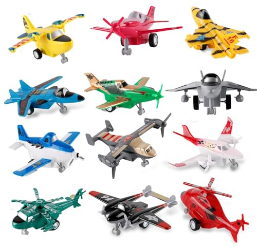 UXRPTU Pull-Back Airplane Toy Boys Plane Playset for Toddlers 3-5 Variety Pack of Helicopters Stealth Bombers Fighter Jets Aircraft Planes for Kids Toddlers Great Party Favors for Kids