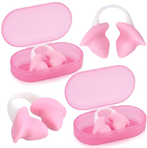 Soulchen Pcs Swimming Nose Plugs Silicone Waterproof Painless Swim Nose Clip with Storage Box for Adults Kids Men Women Beginners(Kids,Pink)