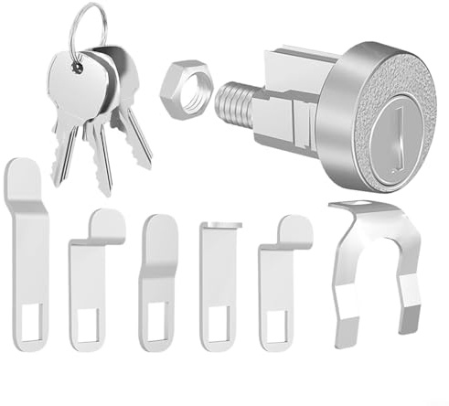Mailbox Lock Replacement Kit,with 3 Keys Security Cylinder Lock Set, for Post Box Cabinet Storage,with 5 Locking Tabs and Nut(1 Set)