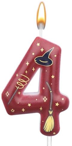 Bougie d'Anniversaire Magique Magicien, Bougie Anniversaire Numéro Décoration de Gâteau Fournitures de Fête Magicien Magique pour Garçons Filles Cadeaux Fête (4)
