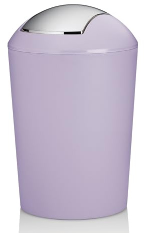 kela Cestino con coperchio a ribalta viola, cestino per cosmetici 5 l con coperchio a ribalta, plastica, MARTA, cestino da bagno viola pastello opaco