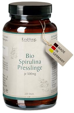 Waldkraft Bio Spirulina Presslinge 220 Stück – Mit 500 mg reiner Alge aus kontrolliert ökologischem Anbau – Superfood reich an pflanzlichem Protein, Eisen & Vitamin K1 – Vegan & Ohne Zusätze