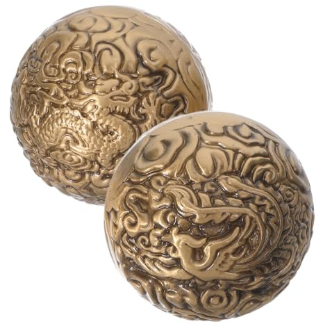 KOMBIUDA 2stücke Massagebälle für Hand Handtrainer für Mehr Kraft Fingerübungsball Handkräftigungsball Fitnessball Gewichteter Übungsball aus Messing