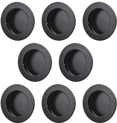 MOROBOR Tirador de dedo redondo, 8 tiradores empotrados negros de acero inoxidable, manijas de puerta invisible para cajones de granero deslizantes, armarios, 60 mm