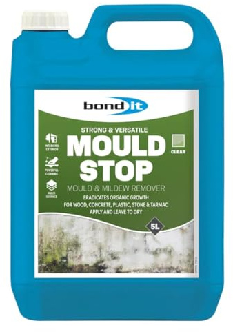 Bond It MOULD STOP – 5L | Powerful Mould – Mildew & Algae Remover | Professional Organic Growth Cleaner for Indoor & Outdoor Use | No Bleach – No Scrubbing – Safe for Wood – Concrete – Stone & Plastic