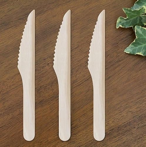 Disposable 1000 x Wooden Knife Cutlery Set Eco Friendly, Biodegradable & Plastic Free 16cm Size for Wedding Party Etc (1000 x Knife)