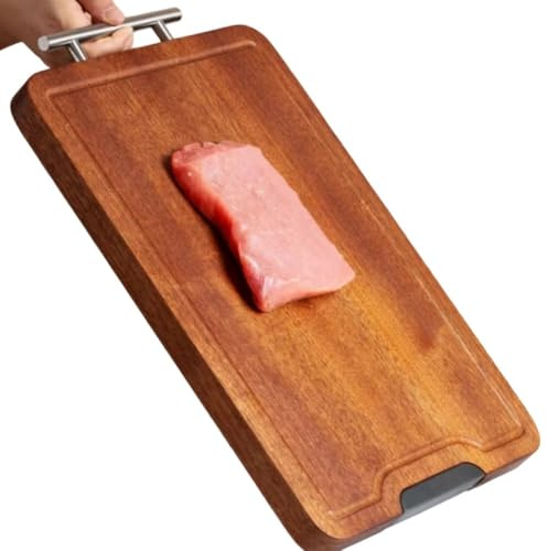 FUBESK Tagliere da cucina in legno di ebano extra large con scanalatura per succhi, 38 x 26 x 3 cm, utilizzabile su entrambi i lati per carne, verdure, salumi e pane